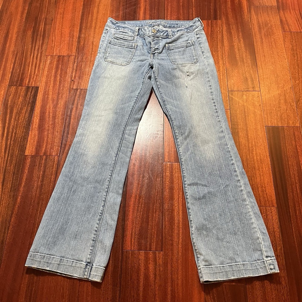 American Eagle Jeans Womens 10 32x32 Vintage Flare Distressed Button Fly Y2K